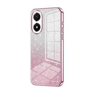 For vivo Y02s Gradient Glitter Powder Electroplated Phone Case(Pink)