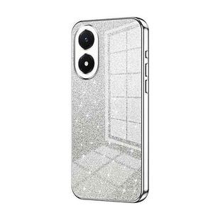 For vivo Y02s Gradient Glitter Powder Electroplated Phone Case(Silver)