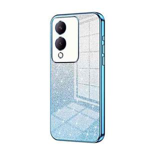 For vivo Y17s Gradient Glitter Powder Electroplated Phone Case(Blue)