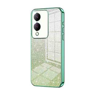 For vivo Y17s Gradient Glitter Powder Electroplated Phone Case(Green)