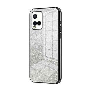 For vivo Y21 / Y33s / Y21s / T1x India Gradient Glitter Powder Electroplated Phone Case(Black)