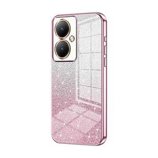 For vivo Y35M+ / Y35+ / Y27 4G Gradient Glitter Powder Electroplated Phone Case(Pink)