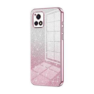 For vivo Y52s 5G / Y52s T1/ iQOO U3 Gradient Glitter Powder Electroplated Phone Case(Pink)