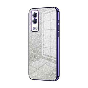 For vivo Y53s 5G / T1x 5G  / iQOO Z5x Gradient Glitter Powder Electroplated Phone Case(Purple)