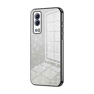 For vivo Y53s 5G / T1x 5G  / iQOO Z5x Gradient Glitter Powder Electroplated Phone Case(Black)