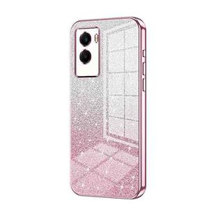 For vivo Y55s 2021 / Y72t Gradient Glitter Powder Electroplated Phone Case(Pink)