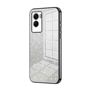 For vivo Y55s 2021 / Y72t Gradient Glitter Powder Electroplated Phone Case(Black)