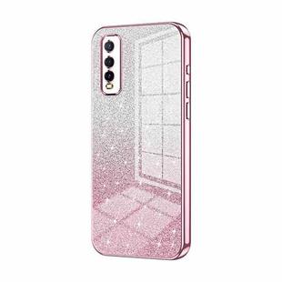 For vivo Y70s / iQOO U1 / Y51s / Y70t Gradient Glitter Powder Electroplated Phone Case(Pink)