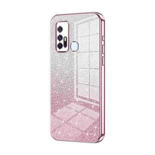 For vivo Z6 5G Gradient Glitter Powder Electroplated Phone Case(Pink)