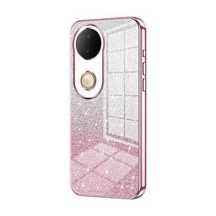 For vivo S20 Gradient Glitter Powder Electroplated Phone Case(Pink)