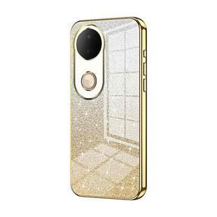 For vivo S20 Gradient Glitter Powder Electroplated Phone Case(Gold)