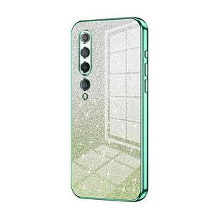 For Xiaomi Mi 10 5G Gradient Glitter Powder Electroplated Phone Case(Green)