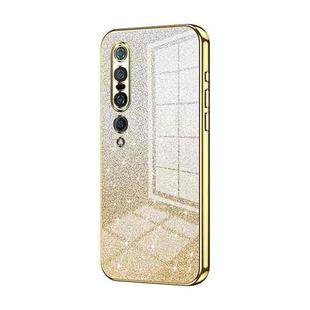For Xiaomi Mi 10 Pro 5G Gradient Glitter Powder Electroplated Phone Case(Gold)