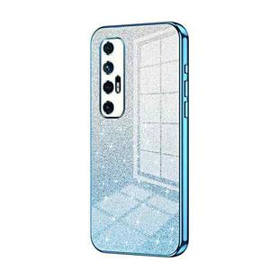 For Xiaomi Mi 10S Gradient Glitter Powder Electroplated Phone Case(Blue)