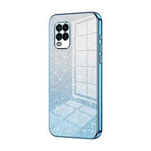 For Xiaomi Mi 10 Lite 5G Gradient Glitter Powder Electroplated Phone Case(Blue)