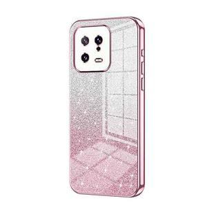 For Xiaomi 13 Gradient Glitter Powder Electroplated Phone Case(Pink)