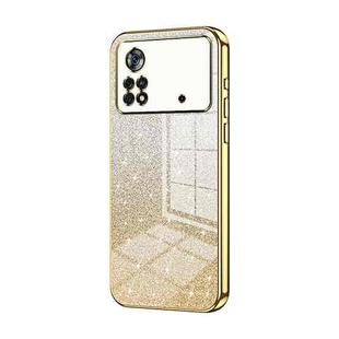 For Xiaomi Poco X4 Pro 5G Gradient Glitter Powder Electroplated Phone Case(Gold)