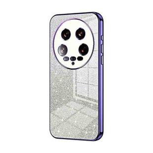 For Xiaomi 14 Ultra Gradient Glitter Powder Electroplated Phone Case(Purple)