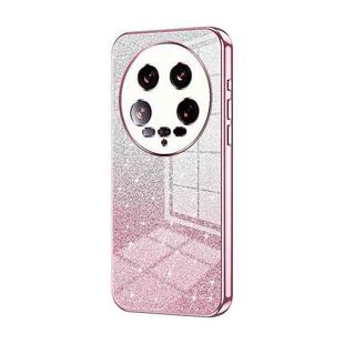 For Xiaomi 14 Ultra Gradient Glitter Powder Electroplated Phone Case(Pink)