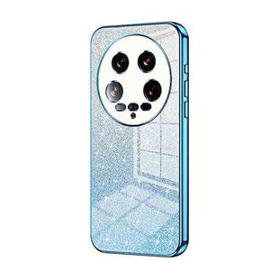 For Xiaomi 14 Ultra Gradient Glitter Powder Electroplated Phone Case(Blue)