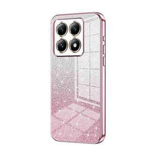 For Xiaomi 14T Gradient Glitter Powder Electroplated Phone Case(Pink)