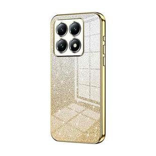 For Xiaomi 14T Pro Gradient Glitter Powder Electroplated Phone Case(Gold)