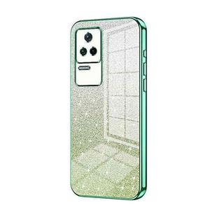 For Xiaomi Redmi K40S / Poco F4 Gradient Glitter Powder Electroplated Phone Case(Green)
