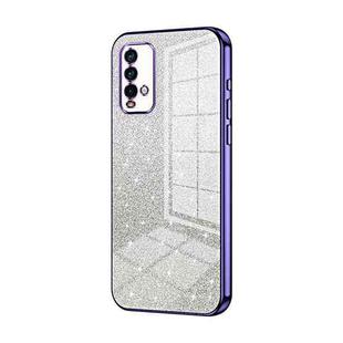 For Xiaomi Redmi Note 9 4G Gradient Glitter Powder Electroplated Phone Case(Purple)