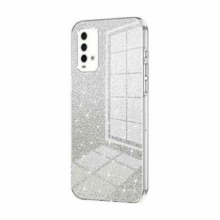 For Xiaomi Redmi Note 9 4G Gradient Glitter Powder Electroplated Phone Case(Transparent)