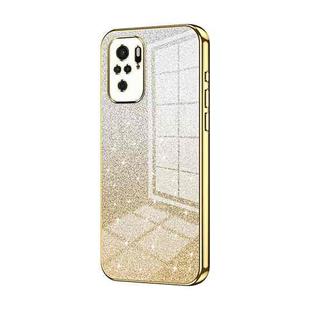 For Xiaomi Redmi Note 10/Note 10S Gradient Glitter Powder Electroplated Phone Case(Gold)