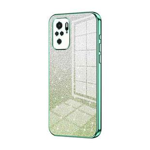 For Xiaomi Redmi Note 10/Note 10S Gradient Glitter Powder Electroplated Phone Case(Green)