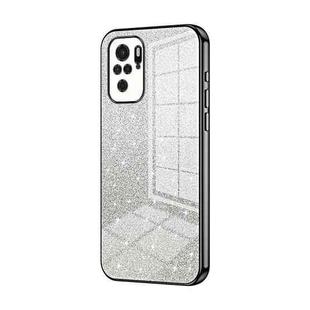 For Xiaomi Redmi Note 10/Note 10S Gradient Glitter Powder Electroplated Phone Case(Black)