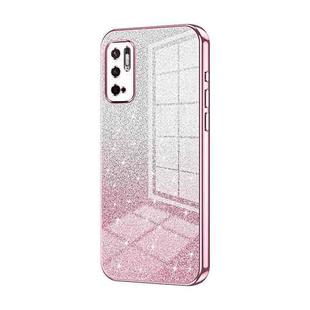 For Xiaomi Redmi Note 10 5G / Note 10T 5G Gradient Glitter Powder Electroplated Phone Case(Pink)