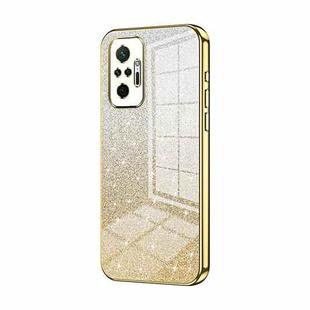 For Xiaomi Redmi Note 10 Pro/10 Pro Max Gradient Glitter Powder Electroplated Phone Case(Gold)