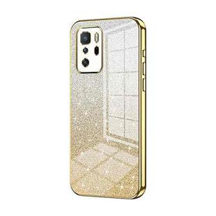 For Xiaomi Redmi Note 10 Pro 5G/Poco X3 GT Gradient Glitter Powder Electroplated Phone Case(Gold)