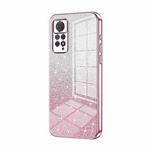 For Xiaomi Redmi Note 11 Pro 4G/5G Global Gradient Glitter Powder Electroplated Phone Case(Pink)