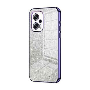 For Xiaomi Redmi Note 11T Pro/Poco X4 GT Gradient Glitter Powder Electroplated Phone Case(Purple)