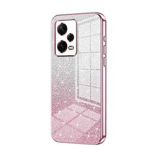 For Xiaomi Redmi Note 12 Pro+  Gradient Glitter Powder Electroplated Phone Case(Pink)