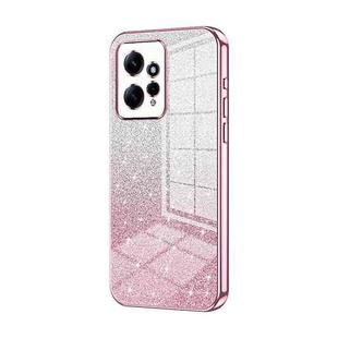For Xiaomi Redmi Note 12 4G Gradient Glitter Powder Electroplated Phone Case(Pink)