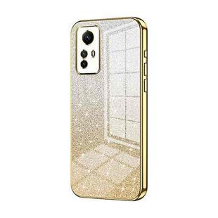 For Xiaomi Redmi Note 12S Gradient Glitter Powder Electroplated Phone Case(Gold)