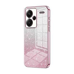 For Xiaomi Redmi Note 13 Pro+ Gradient Glitter Powder Electroplated Phone Case(Pink)