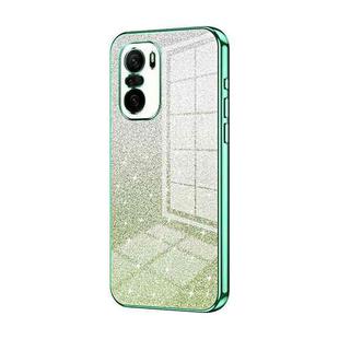 For Xiaomi Redmi K40 / K40 Pro / K40 Pro+ Gradient Glitter Powder Electroplated Phone Case(Green)