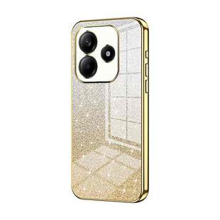 For Redmi Note 14 5G Gradient Glitter Powder Electroplated Phone Case(Gold)