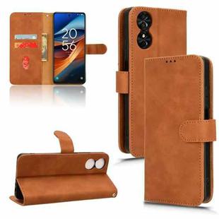 For TCL 50 SE Skin Feel Magnetic Flip Leather Phone Case(Brown)