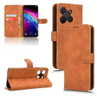 For TCL 503 Skin Feel Magnetic Flip Leather Phone Case(Brown)