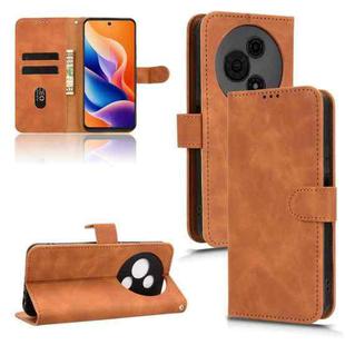 For TCL 605 Skin Feel Magnetic Flip Leather Phone Case(Brown)