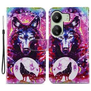 For Xiaomi Redmi 13C 4G Painted Pattern Horizontal Flip Leather Phone Case(Wolf Totem)