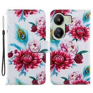 For Xiaomi Redmi 13C 4G Painted Pattern Horizontal Flip Leather Phone Case(Peacock Flower)