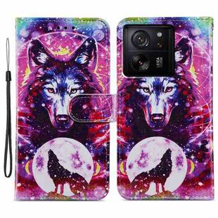 For Xiaomi 13T 5G Painted Pattern Horizontal Flip Leather Phone Case(Wolf Totem)