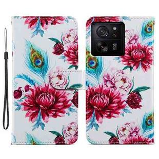 For Xiaomi 13T 5G Painted Pattern Horizontal Flip Leather Phone Case(Peacock Flower)